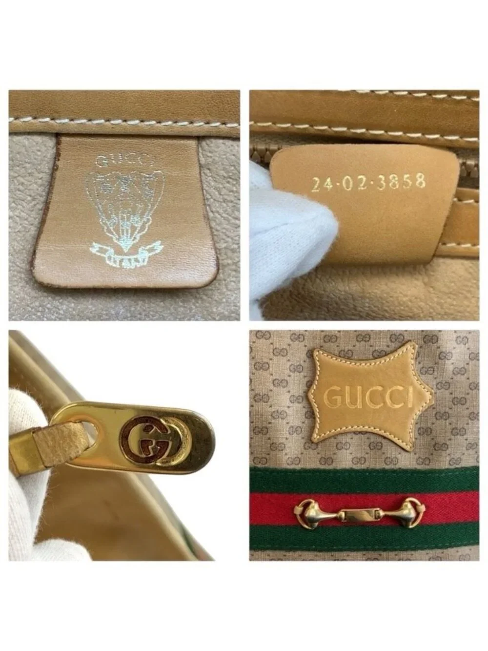 Gucci Vintage Micro GG Sherry Line Beige 24 02 Tote Business